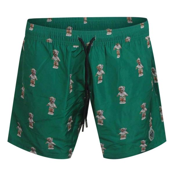 Philipp Plein Teddy Logo Medium Boardshort Green Swim Shorts L
