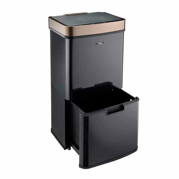 Cooks Professional 75L Sensor Recycling Bin with Food Caddy | Black / Copper