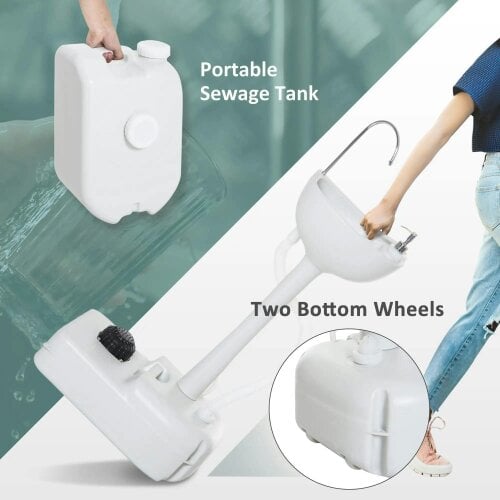 Bobobiy Portable Camping Sink with Running Water and Wastewater Tank, Hand Wash Basin with Rolling Wheels, Soap Dispenser Events, Gatherings