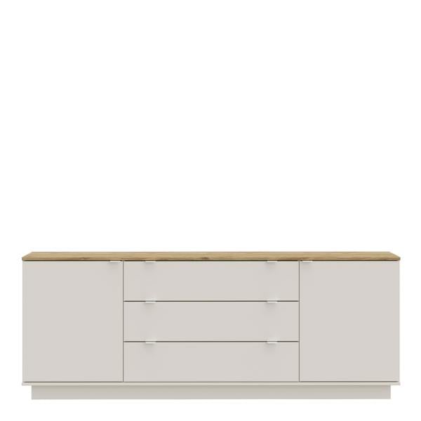 Furniture To Go Ganymede Large Sideboard with 3 Drawers & 2 Doors in Mauvella Oak and Sand