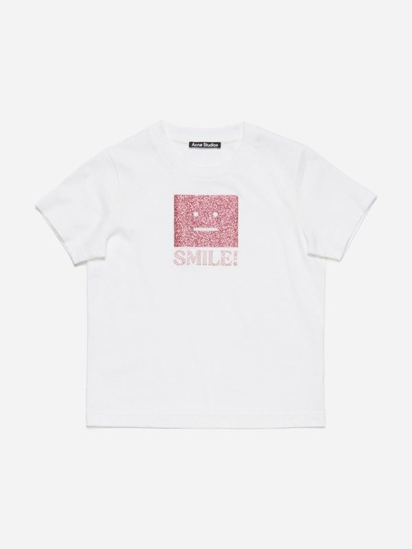 Acne Studios Kids Nash Smiling Face T-Shirt in White