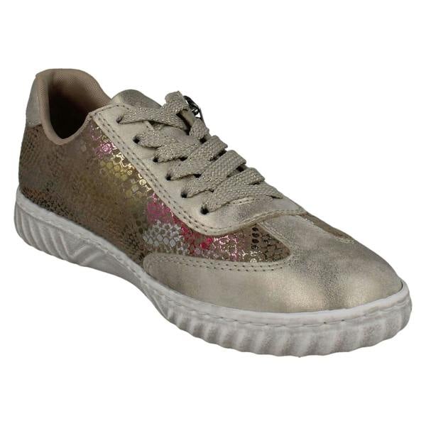 Rieker Ladies Rieker Metallic Reptile Print Trainers N0902