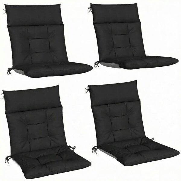 Patio Chair Cushions Set of 4, Waterproof Non-Slip Lounge Chair Cushions, 112x53cm, Black