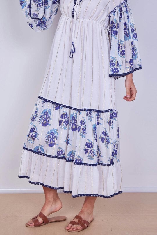 Bohemian Tiered Maxi Dress – Flowy Viscose Elegance