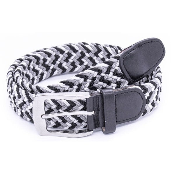 Duke Mens D555 Quinn Braided Stretch Belt - Grey/White/Black