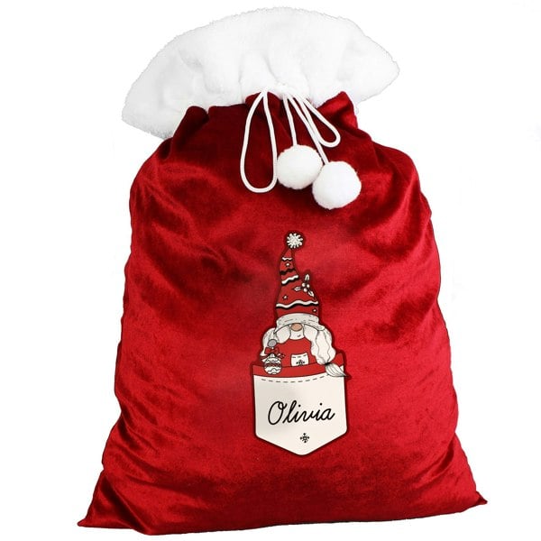 Personalised Memento Company Personalised Gonk Family Red Christmas Sack - Female