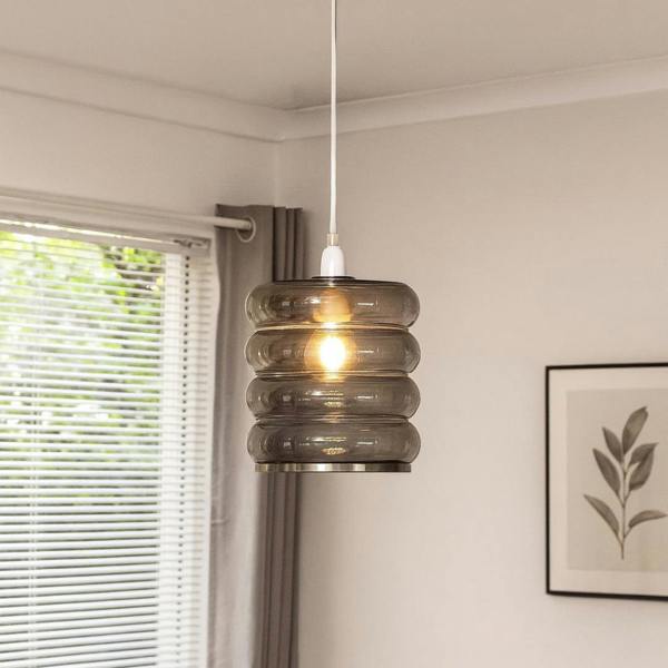 Pagazzi Lighting Cassia Smoke Glass Easy-Fit Pendant