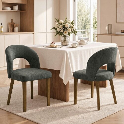 HOMCOM Modern Dining Chairs Set of 2 with Padded Seat, Backrest, Dark Grey