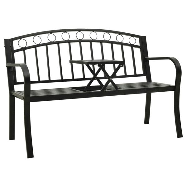 Berkfield Garden Bench with Table Black 120 cm Steel