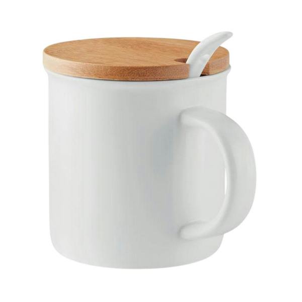 MidOcean Kenya Bamboo 380ml Mug & Spoon Set - White - 