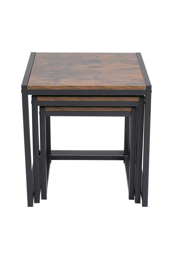 Living and Home Industrial Style Set of 3 Square Nesting Side Tables