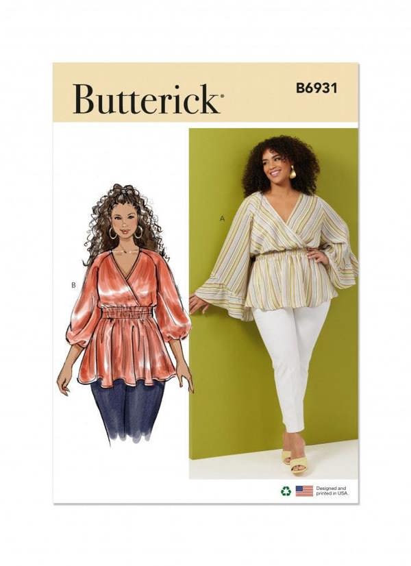 Butterick Sewing Pattern 6931, Tops for Women, W2 (20W-22W-24W-26W-28W) - Easy