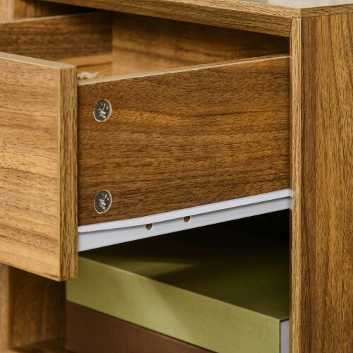 Wyld Haus Novafa Walnut Brown Bedside Table With Drawer And Shelf Storage