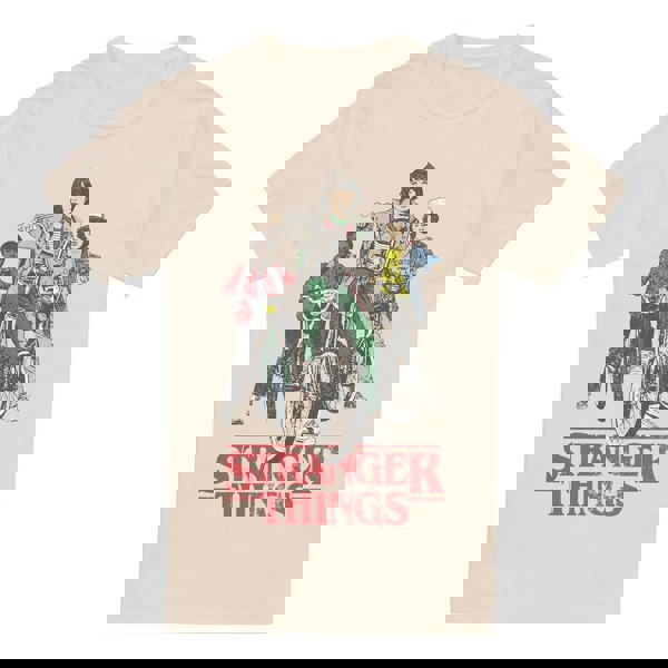 Stranger Things Mens Hawkins Bike Riders T-Shirt - Natural