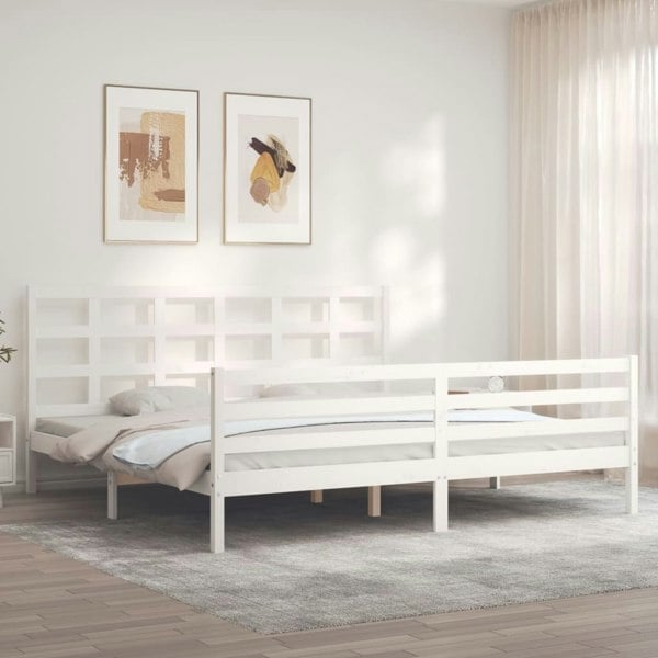 Berkfield Bed Frame with Headboard White 200x200 cm Solid Wood