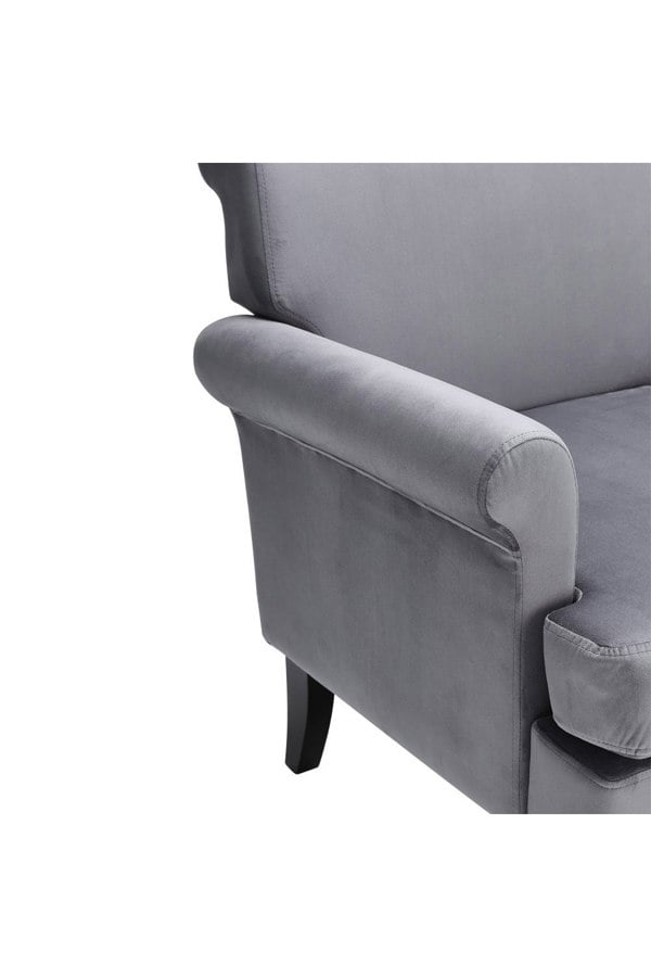 Living and Home Grey Soft Velvet Armchair with Gourd Shaped Castor Legs
