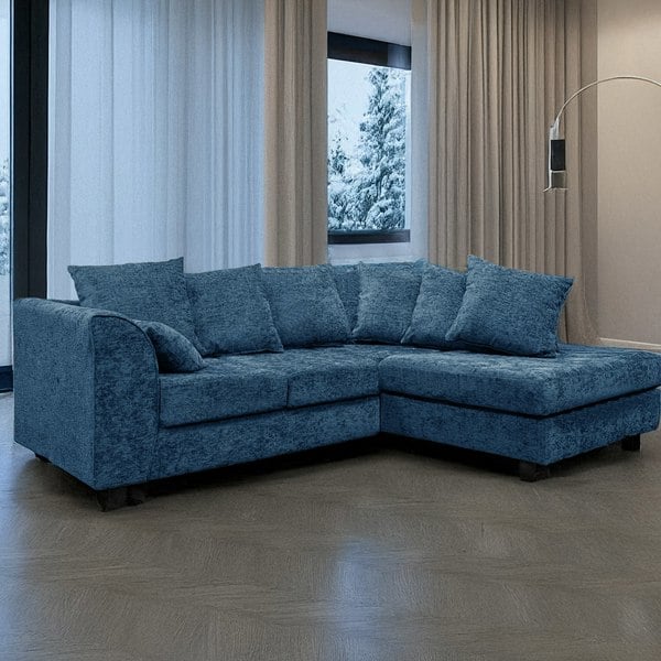 Furnishings For Less Monaco Chenille Fabric 4 Seater L Shaped Corner Sofa