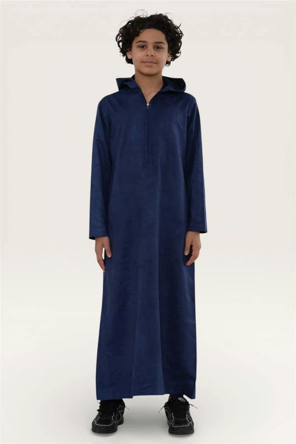 Infinity Leather Kids Boys Hooded Eid Moroccan Jubba Robe Ramadan Eid Thobe - K-HM12