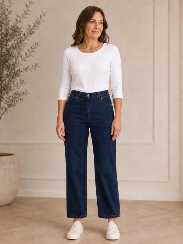 PennyPlain 5 Pocket Wide Leg Denim - Denim Wash Short