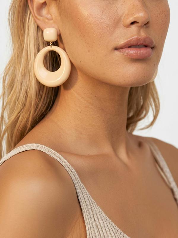 MUCHV Cream Double Hoop Drop Earrings