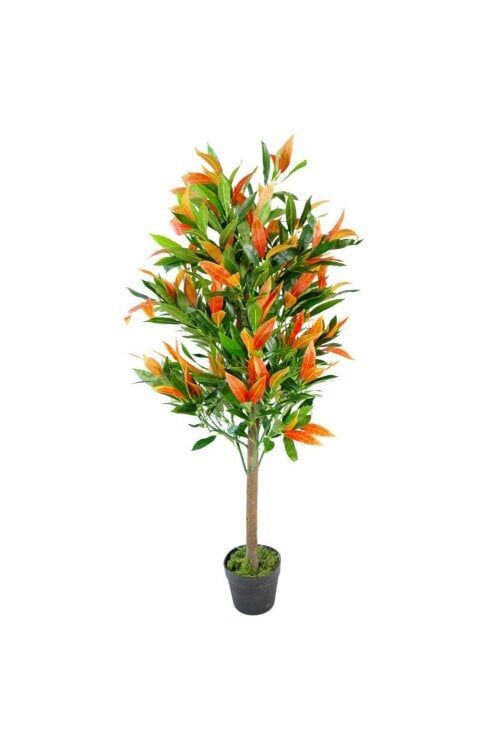 Dyzi 130cm Red & Green Focus Tree with Moss Covered Pot