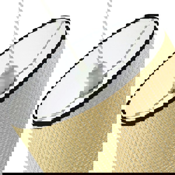 Thin Strapped Rattan Drum Lamp Shade with Black Cotton Fabric Trims Image 3