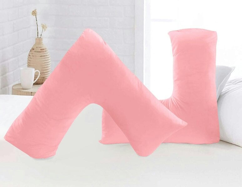 Night Zone Microfibre V Pillow – Ultra Soft Back & Neck Support Pillow with Cover or Cover Only - Pink