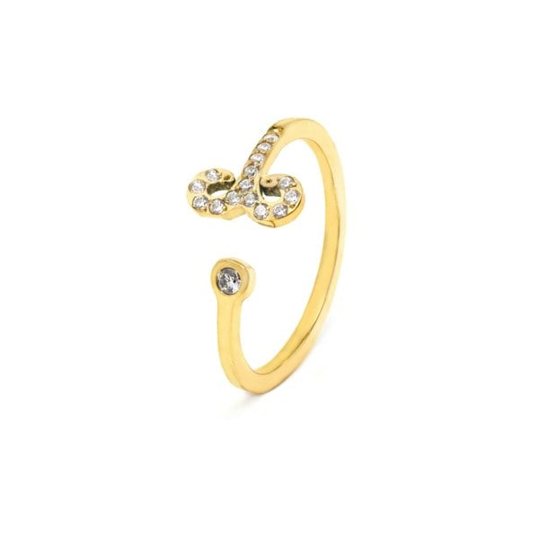 Say It With Aries Ring with CZ Stones - Yellow Gold Plated