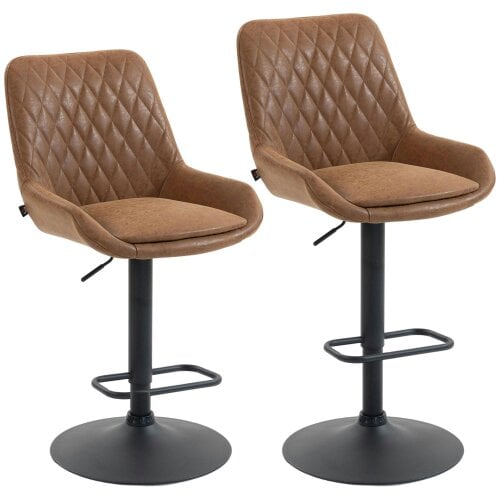 Wyld Haus Elel Sake Set Of 2 Tan Faux Leather Retro Style Bar Stools