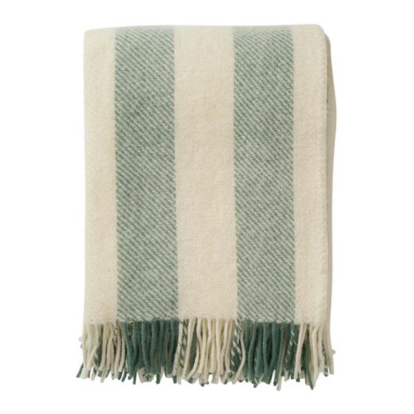 Misty Green Brushed Wool Stripe Throw - breathable, detail view 1 | Soak and Sleep