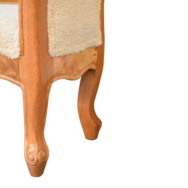 Artisan Furniture Solid Wood Cream Boucle French Style Bench