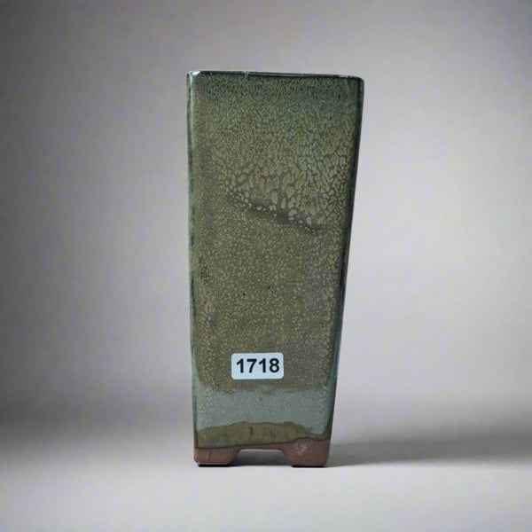 7cm Glazed Bonsai Pot | Cascade | 7cm x 15cm | Green - Yorkshire Bonsai