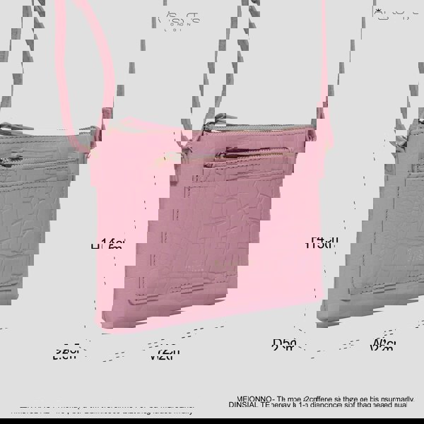 Assots London 'ARIA' Pink Croc Real Leather Crossbody Bag & Purse Set