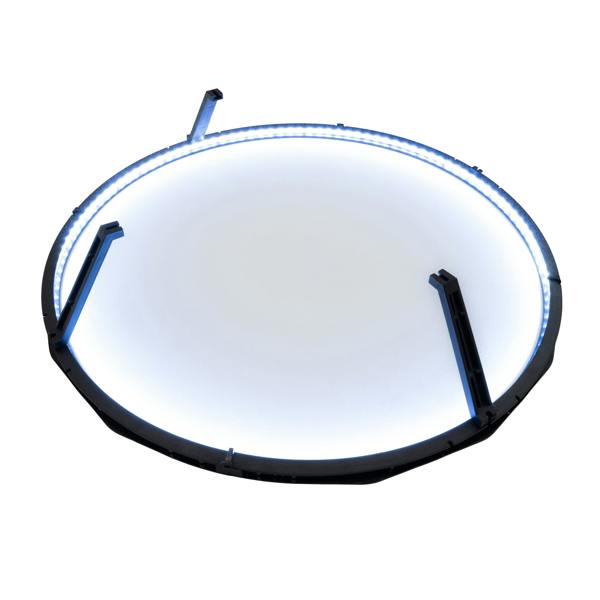 Bright LED ring light designed for dartboards, featuring a sleek black frame and even white illumination for enhanced visibility during play
