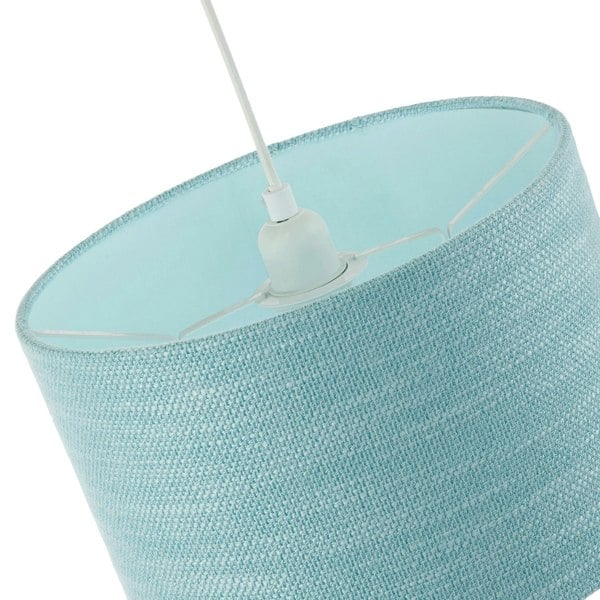 Designer Bobbled and Textured Linen Lamp Shade in Light Duck Egg Blue Image 5
