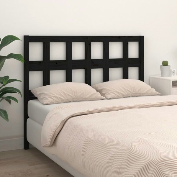 Berkfield Bed Headboard Black 145.5x4x100 cm Solid Wood Pine