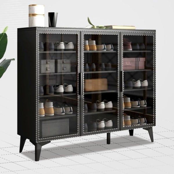 Camila Shoe Storage, Black in a lifestyle setting with shoe storage for wardrobes