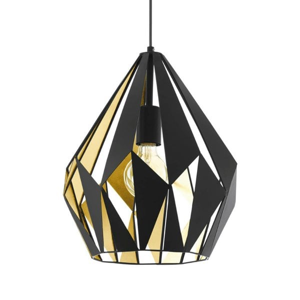 EGLO Carlton 1 Single Pendant Light E27 Black Gold