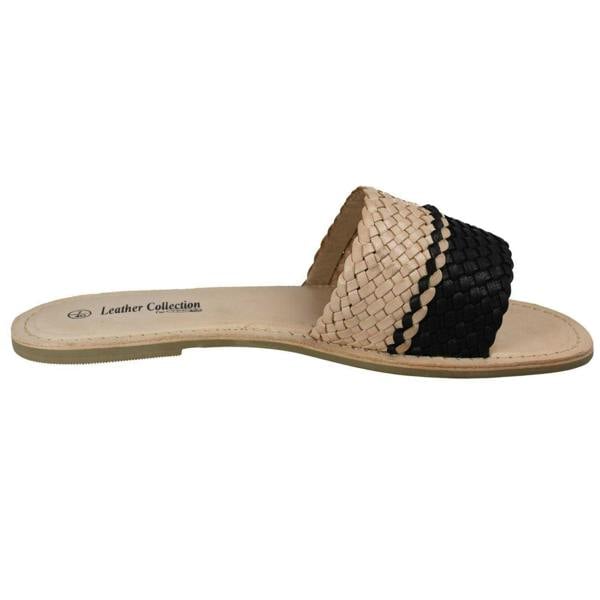 Leather Collection Ladies Leather Collection Casual Open Toe Summer Mule