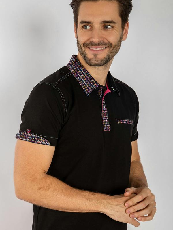 SIGNATURE POLO SHIRT WITH DOGTOOTH INSERT - Claudio Lugli Shirts