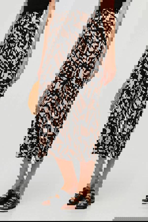 Black | Geo Print High Waist Cropped Trousers