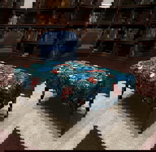 Blue jungle floral footstool pouffe footrest table or coffee table - ISTOOLS