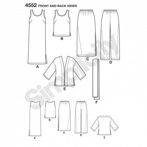 Simplicity Sewing Pattern 4552, Dresses, Jackets, Trousers, Scarves, Skirts, Tops for Women, 10-12-14-16-18 - Easy