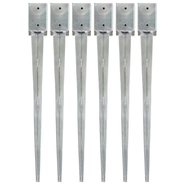 Berkfield Ground Spikes 6 pcs Silver 9x9x90 cm Galvanised Steel