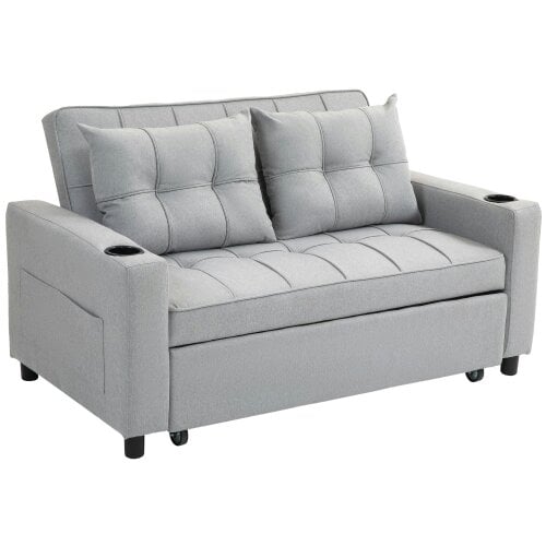 Wyld Haus Kahani Razi Light Grey Upholstered 2 Seater Pull Out Sofa Bed
