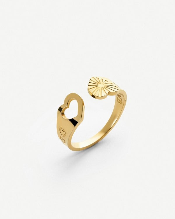 Elk & Bloom Double Love Dainty Hearts 14K Gold Ring