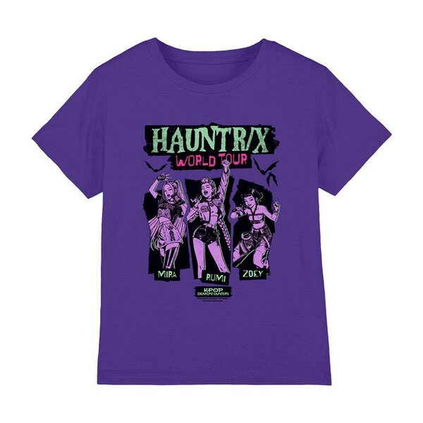K-Pop Demon Hunters Childrens/Kids World Tour Scrapbook T-Shirt - Purple