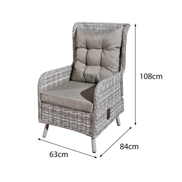 Oseasons Majorca Rattan 2 Seat Recliner Tea for Two Set in Dove Grey with Stools