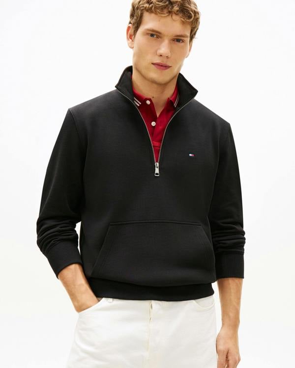 Tommy Hilfiger Essential Terry 1/4 Zip Mens Sweatshirt - Black