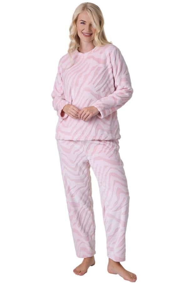 Camille Supersoft Pink Tiger Print Full Length Pyjama Set